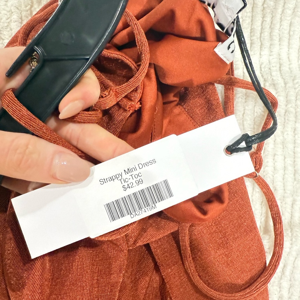 Chic Rust Mini Dress - Picture 3 of 3